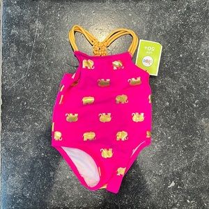 Hot pink baby girl bathing suit